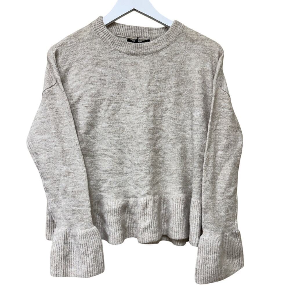 NWT Size Small Beige Tan Long Bell Sleeves Pullover Sweater Casual